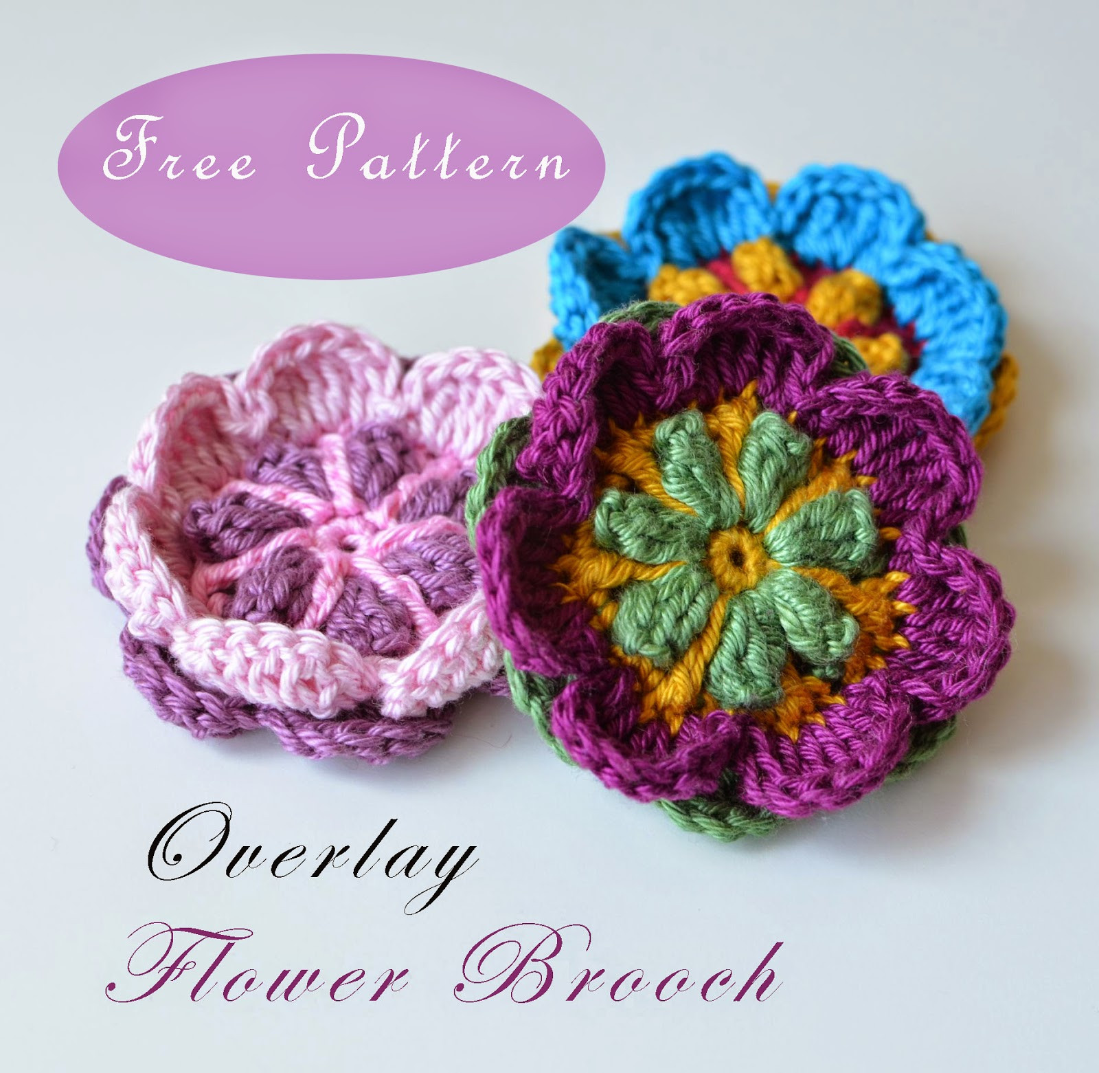 Brooches Crochet
 Free Pattern Overlay Flower Brooch