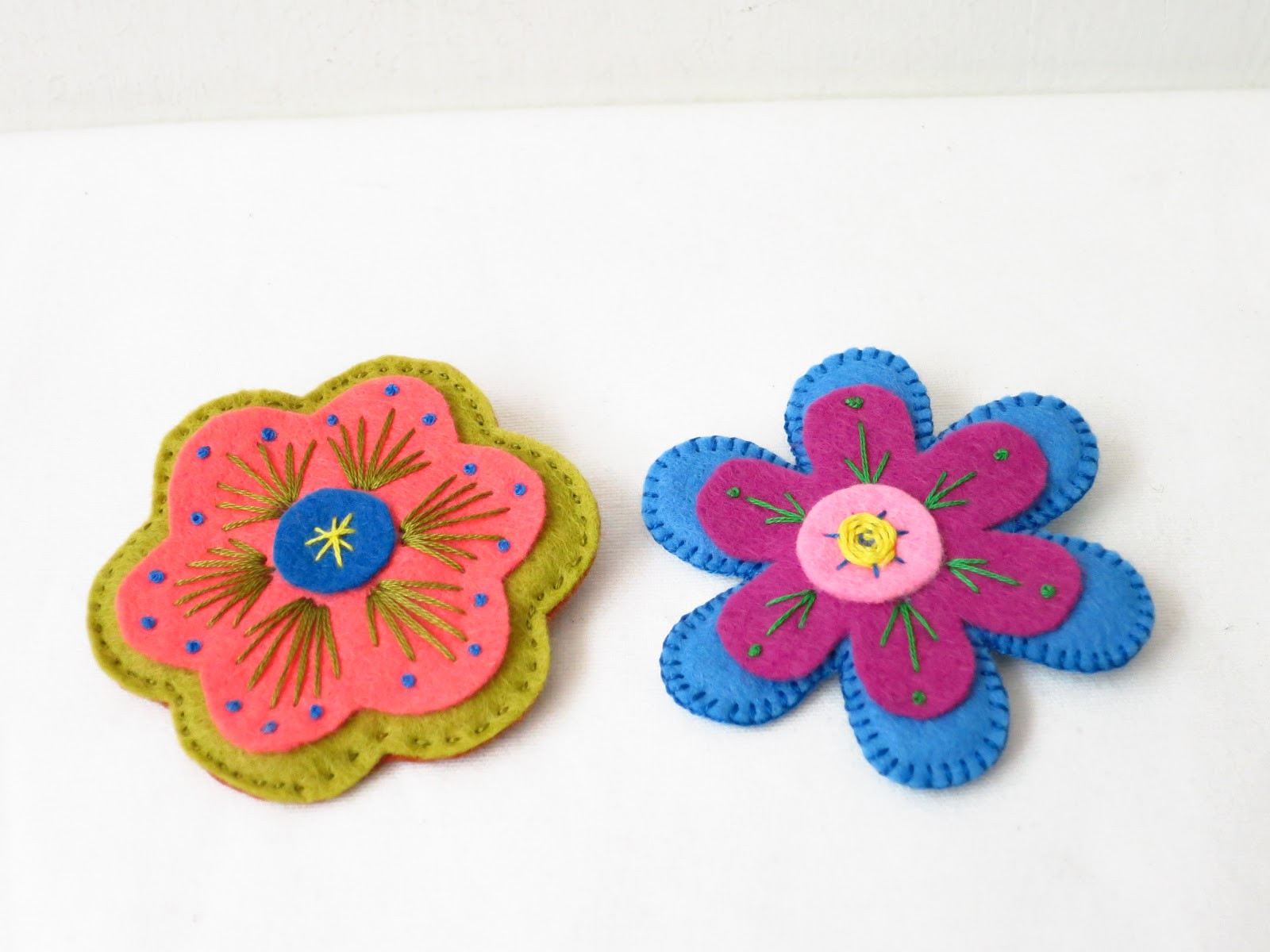 Brooches Embroidery
 Embroidered felt brooches