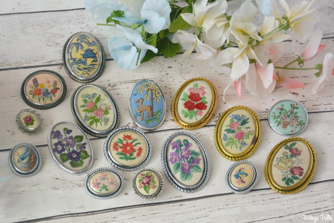 Brooches Embroidery
 My Vintage Collection Embroidered Brooches • Vintage Frills