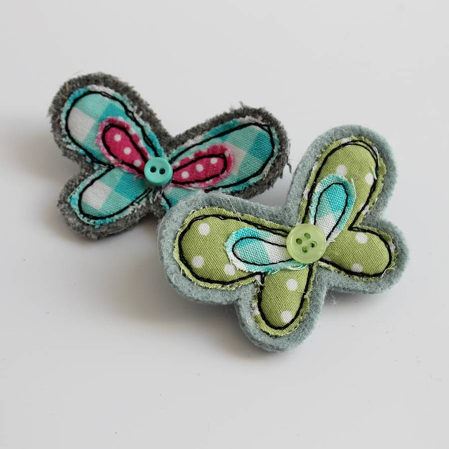 Brooches Embroidery
 Embroidered Butterfly Brooch By Honeypips