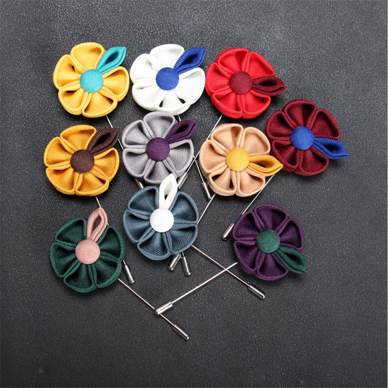 Brooches Hand Made
 Wholesale Brooch 5Pcs Lot Fabric Flower Brooch Pin