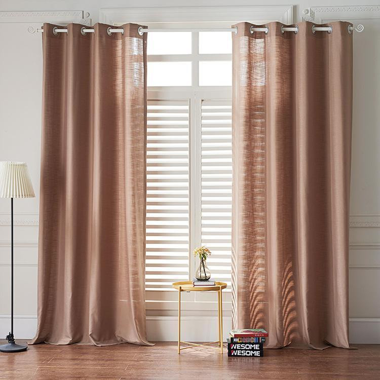 Brown Curtains For Living Room
 Modern Light Brown Color Linen Solid Sheer Curtain Window