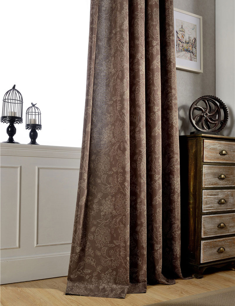 Brown Curtains For Living Room
 Vintage style curtains flower pattern Semi Light Shading