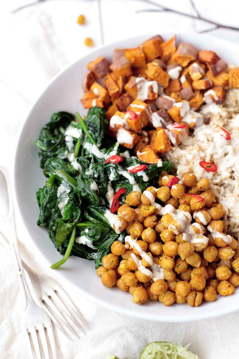 Brown Rice Bowl
 Chickpea Spinach & Sweet Potato Brown Rice Bowl