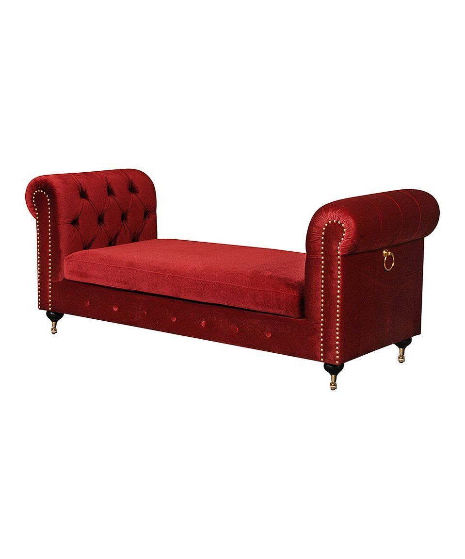 Burgundy Storage Bench
 Take a look at this Burgundy & Gold Claire Velvet Bench