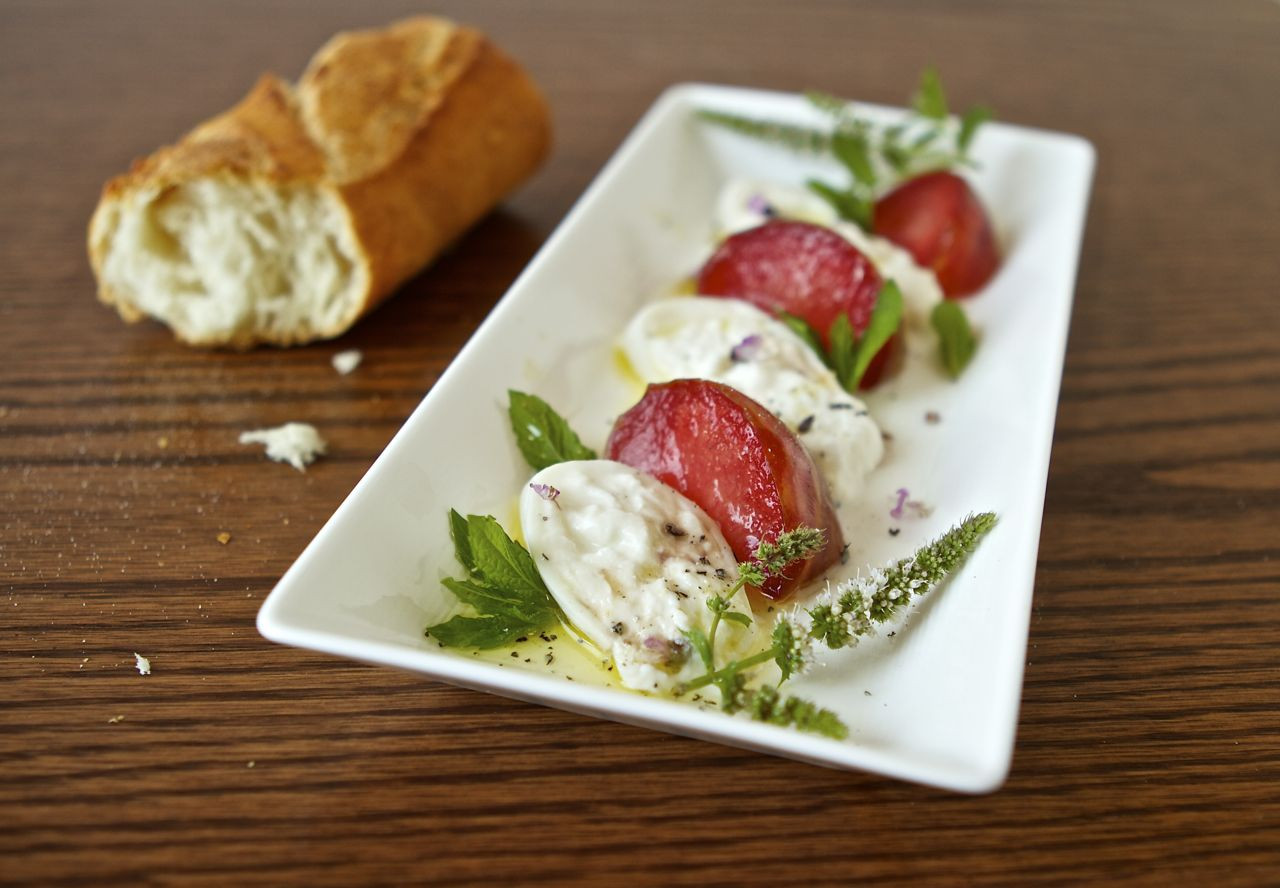 Burrata Cheese Appetizers
 Burrata Pluot and Mint Appetizer Baby Bird s Farm and