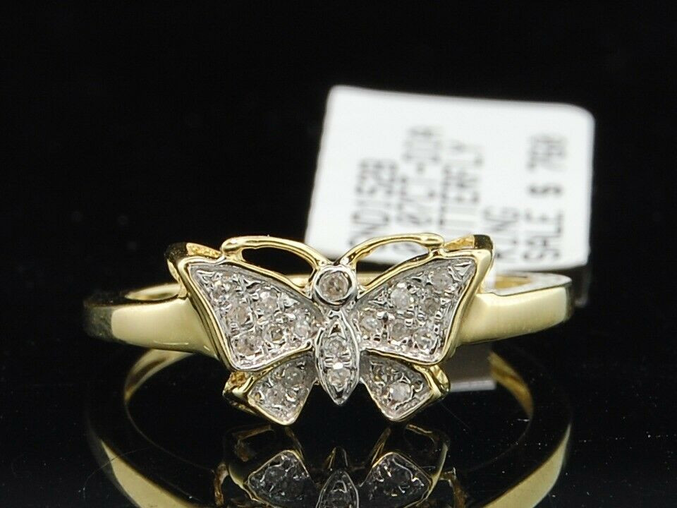 Butterfly Wedding Rings
 La s 10K Yellow Gold Butterfly Diamond Engagement Ring