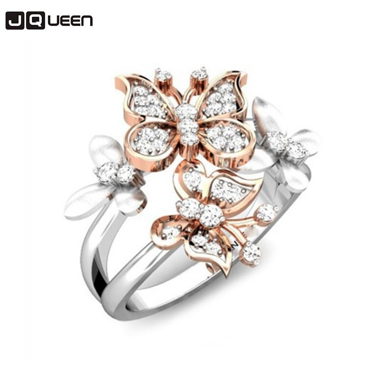 Butterfly Wedding Rings
 Romantic Silver Ring Pave Zircon Cz Rose Gold Butterfly
