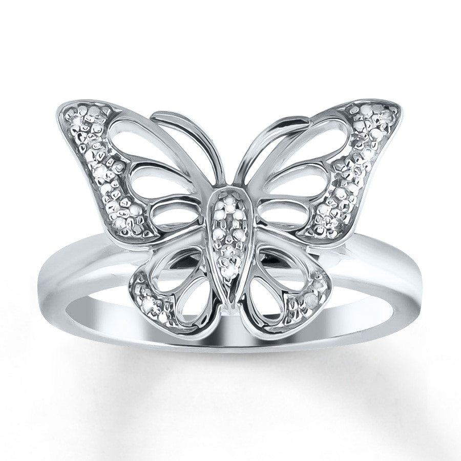 Butterfly Wedding Rings
 Butterfly Ring Diamond Accents Sterling Silver