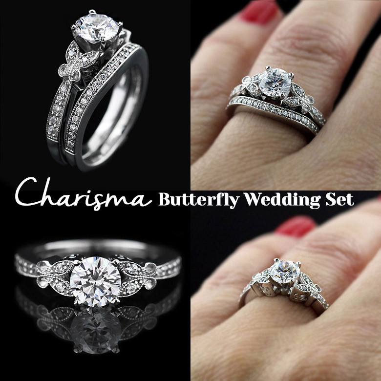 Butterfly Wedding Rings
 Charisma Butterfly Wedding Set Archives MiaDonna Diamond