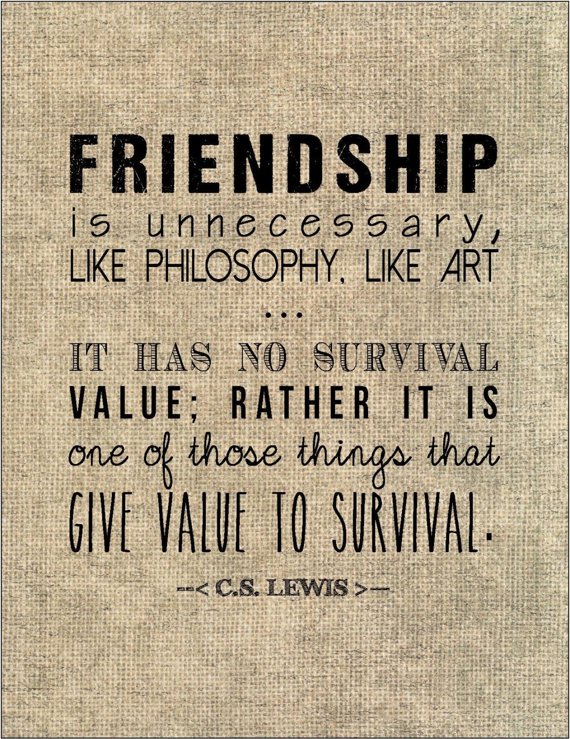 C.S.Lewis Quotes On Friendship
 C S Lewis friendship quote typography print birthday t for