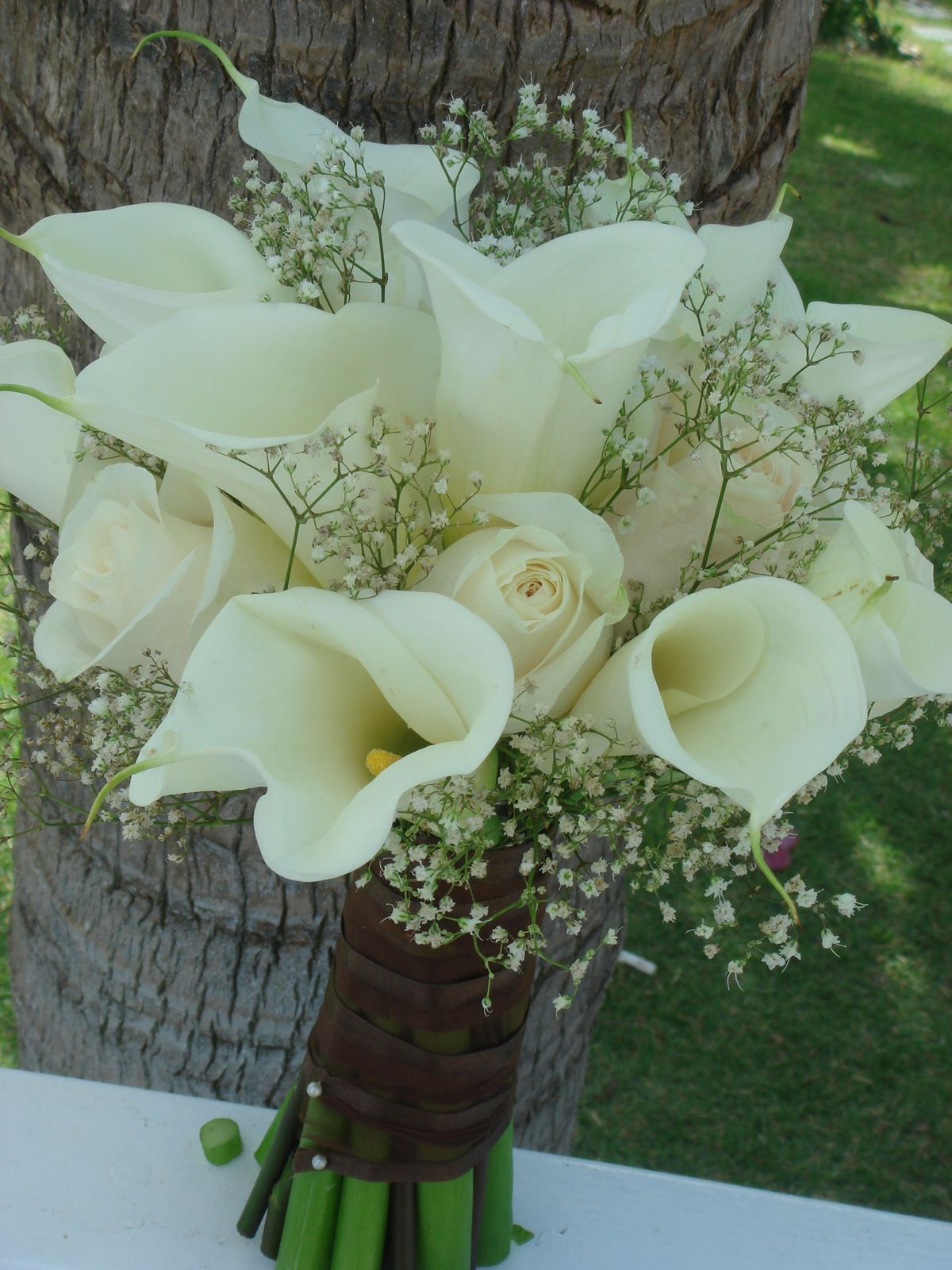 Calla Lily Wedding Flowers
 Bouquet Bridal White Calla Lilies Roses and Baby s