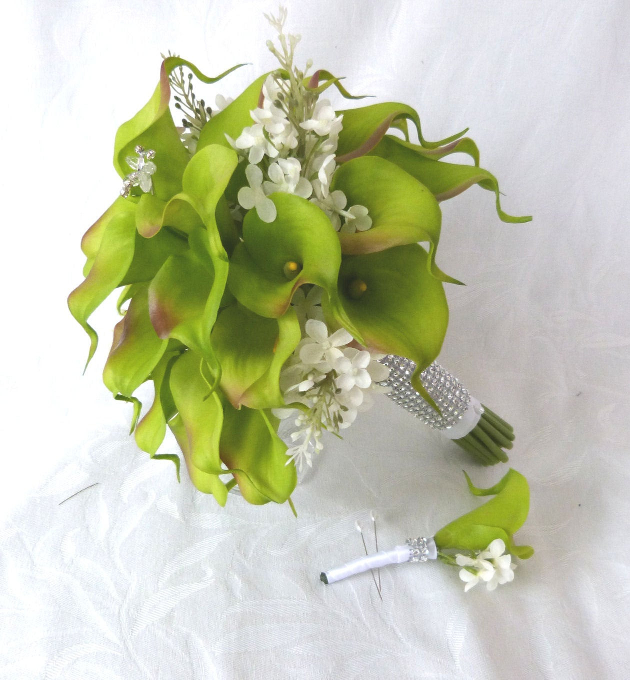 Calla Lily Wedding Flowers
 Green Calla lily wedding bouquet simple elegant Real touch