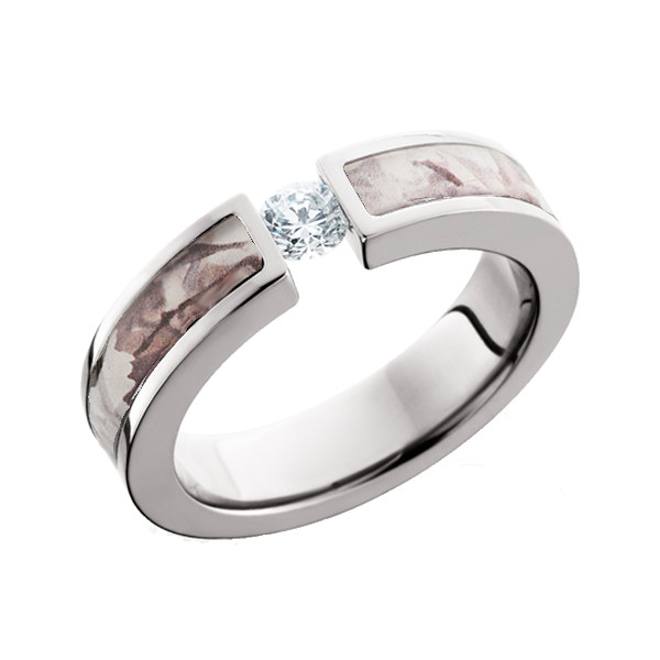 Camo Diamond Engagement Rings For Her
 Camo Diamond Ring Tension Set