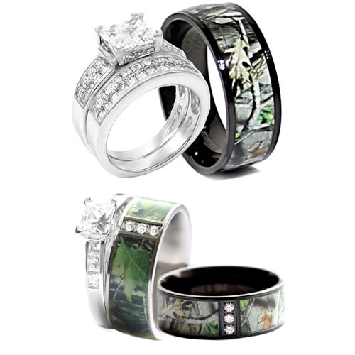 Camo Diamond Engagement Rings For Her
 camo wedding ring sets for him and her with diamonds