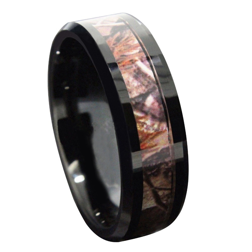 Camo Wedding Bands
 8mm Black Tungsten Ring Camouflage Hunting Camo Polished