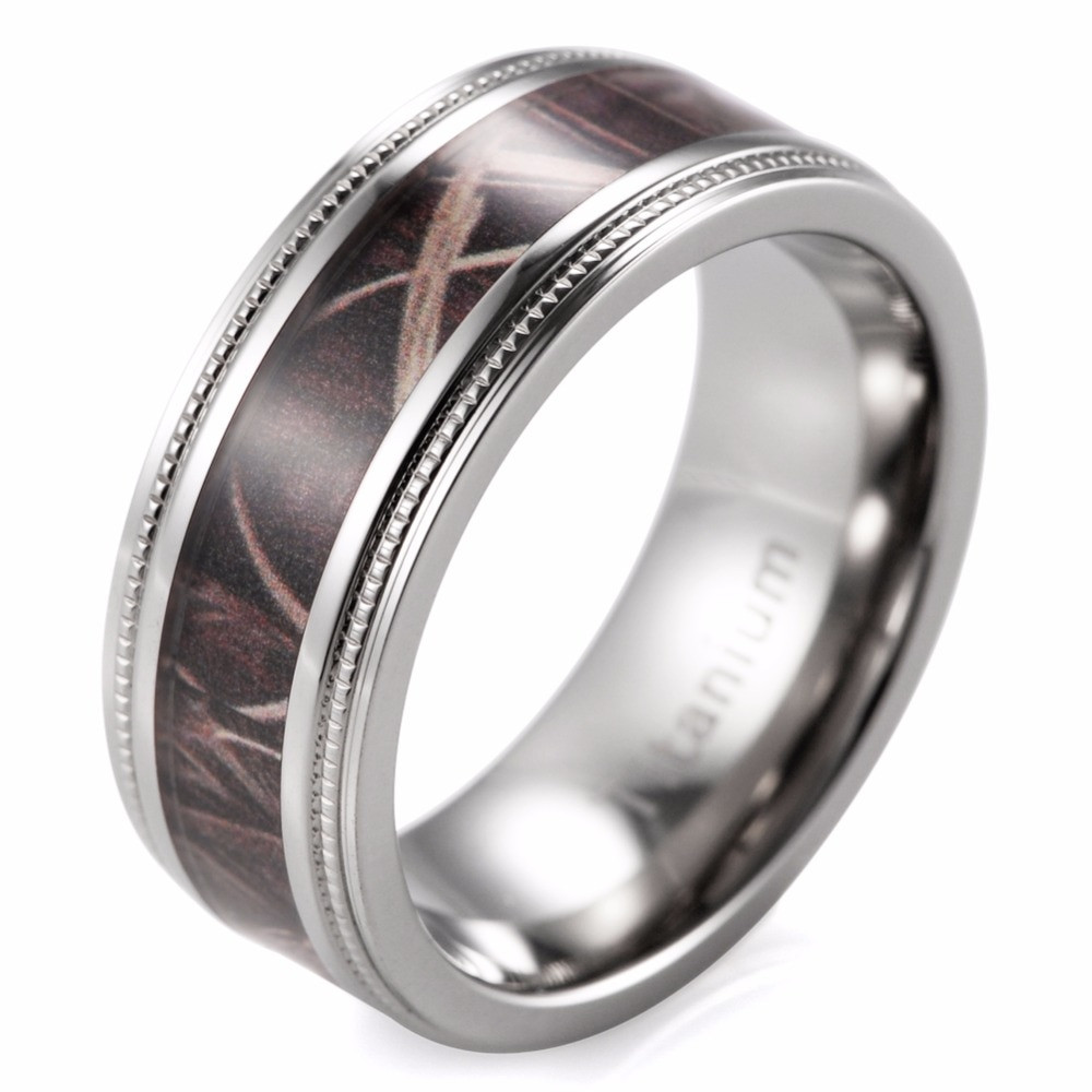 Camo Wedding Bands
 8mm Men s Camo Wedding Ring Titanium Milgrain Edges Camo