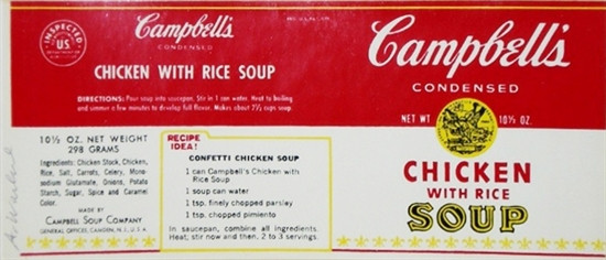 Campbells Soup Chicken And Rice
 Campbell s Chicken with Rice Soup by Andy Warhol on artnet