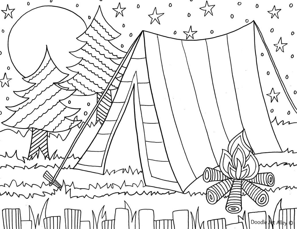 Camping Coloring Pages For Kids
 camping coloring page for the kids