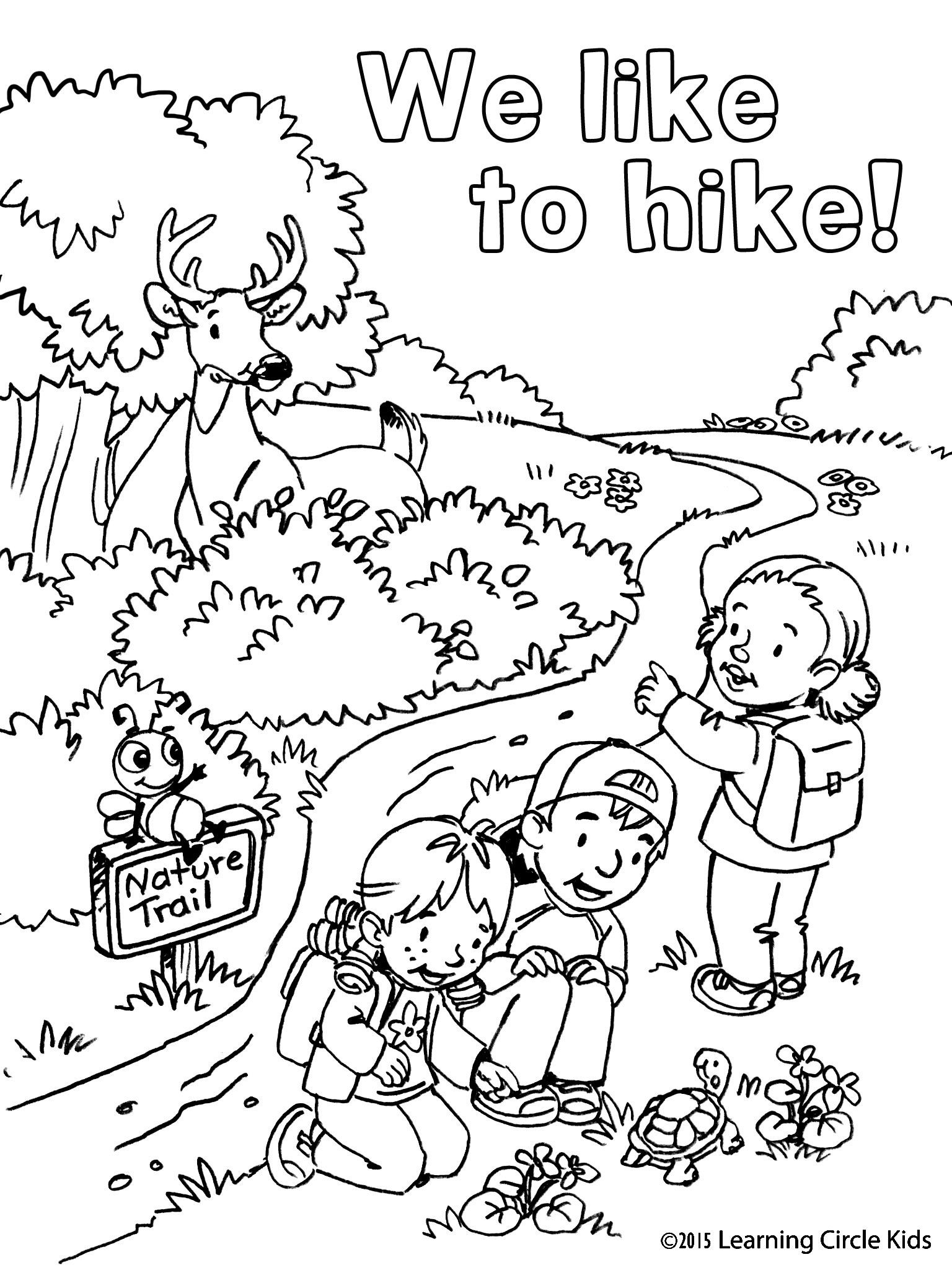 Camping Coloring Pages For Kids
 Summer Fun Hiking with Reader Bee and Friends Free