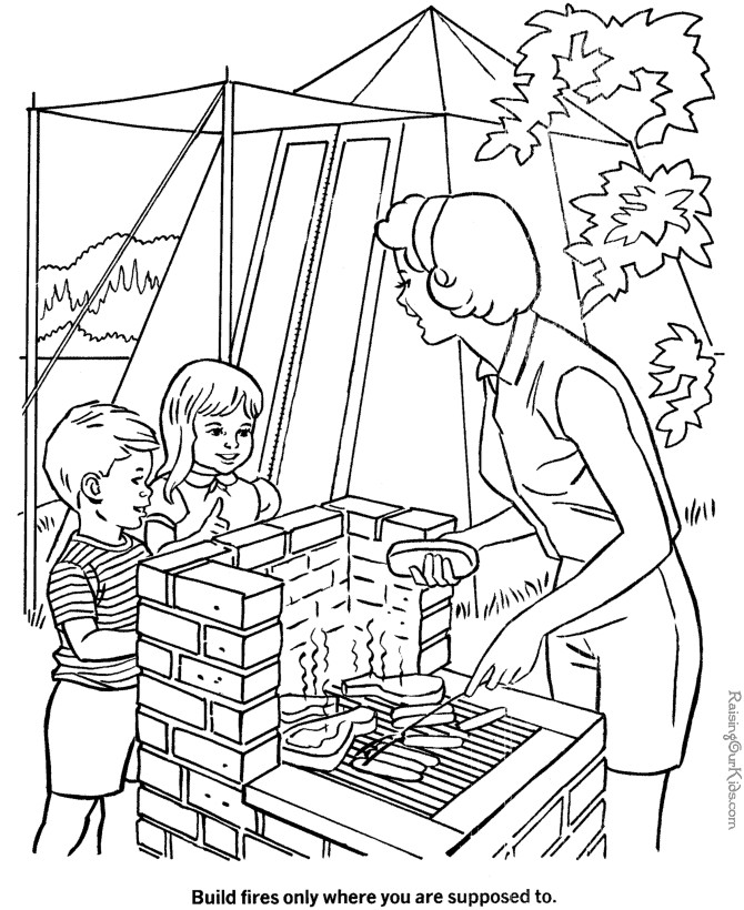 Camping Coloring Pages For Kids
 Camping Page to Color 014