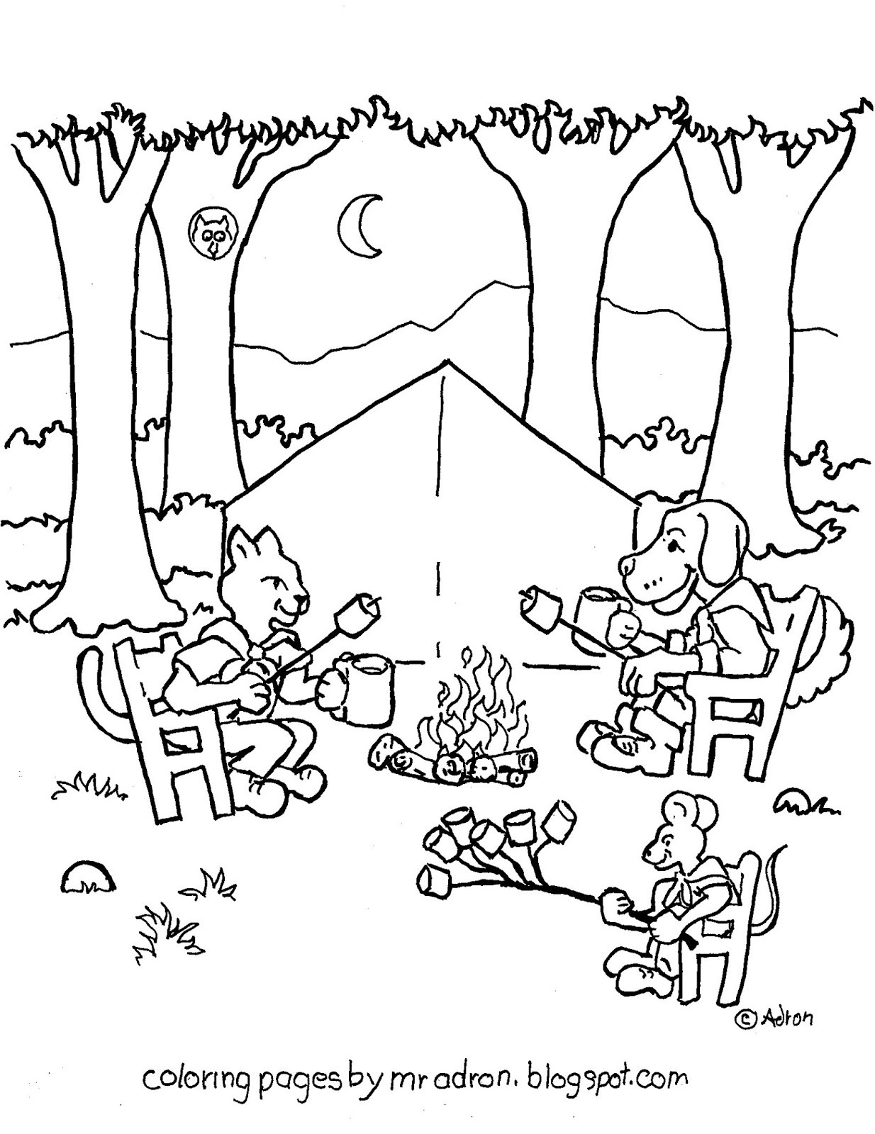 Camping Coloring Pages For Kids
 Coloring Pages for Kids by Mr Adron Animal Friends Camp