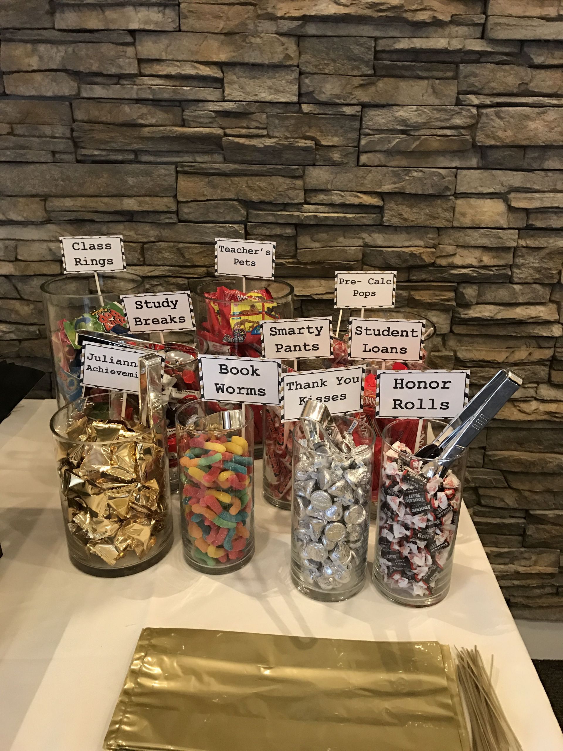Candy Bar Ideas For Graduation Party
 College graduation themed candy bar
