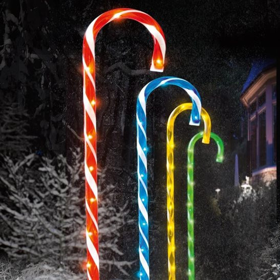 Candy Cane Led Christmas Lights
 Set of 4 Colourful Candy Cane Path Lights