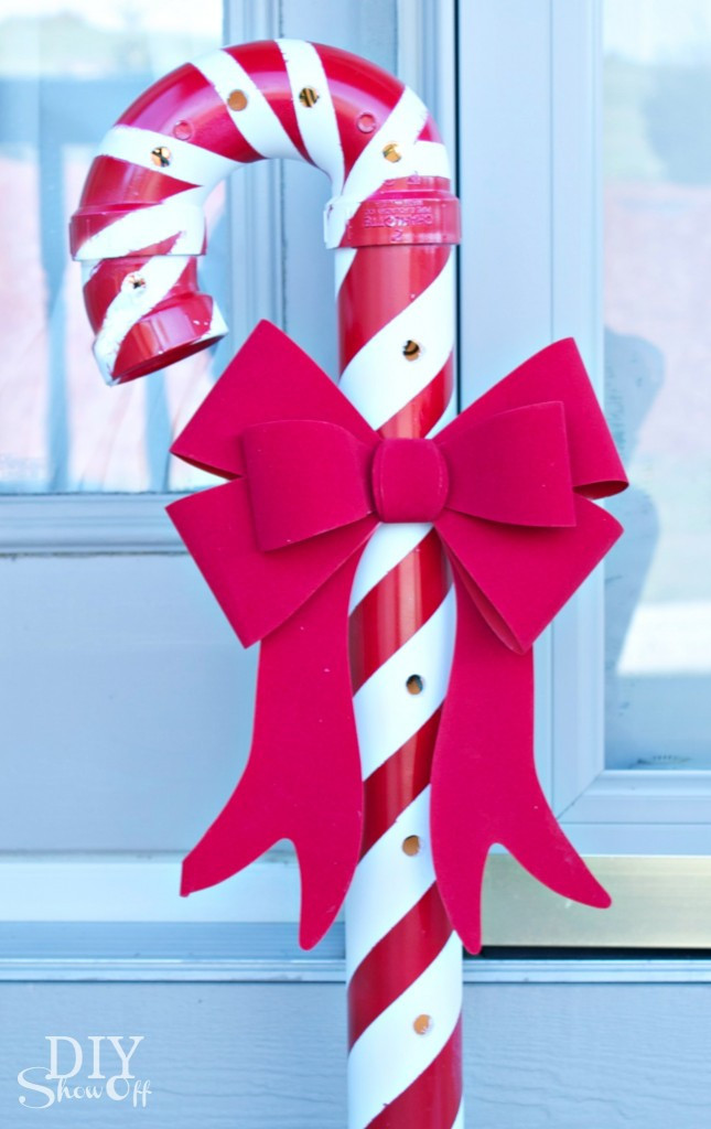 Candy Cane Outdoor Christmas Decorations
 Lighted PVC Candy Canes