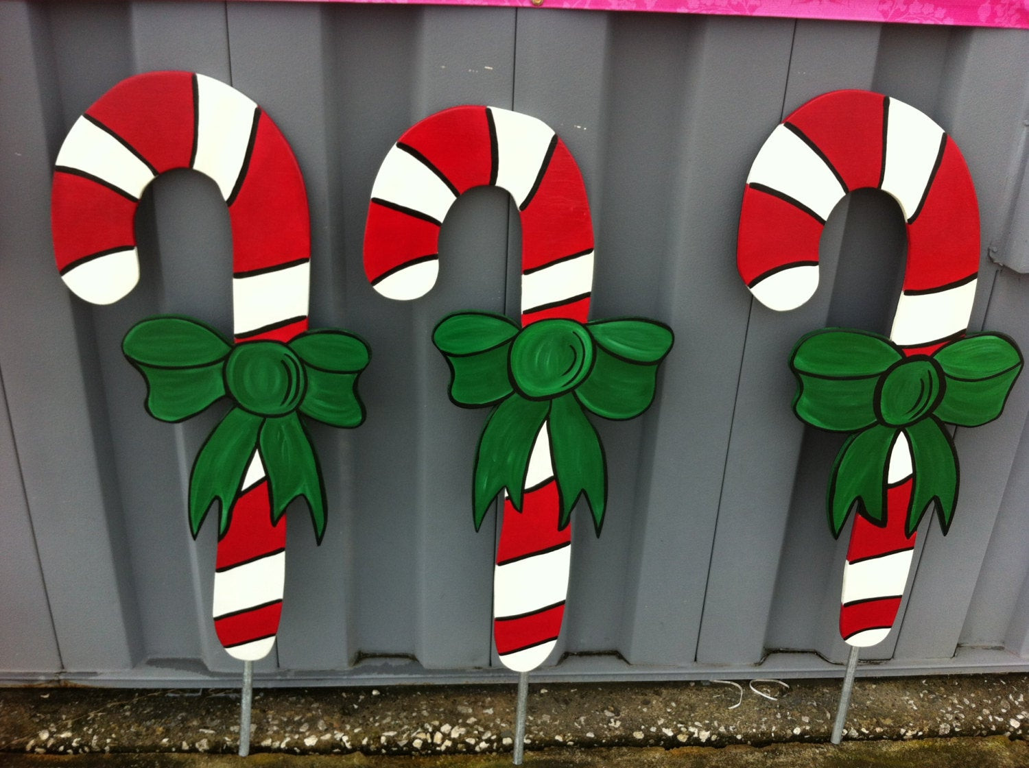 Candy Cane Outdoor Christmas Decorations
 4 Candy Canes Holiday Yard Decor Yard art Yard signs