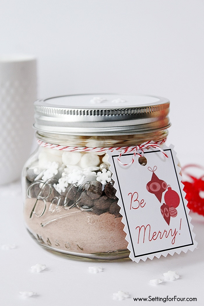 Canning Gift Ideas Holidays
 DIY Mason Jar Gift Snowflake Hot Chocolate Setting for Four