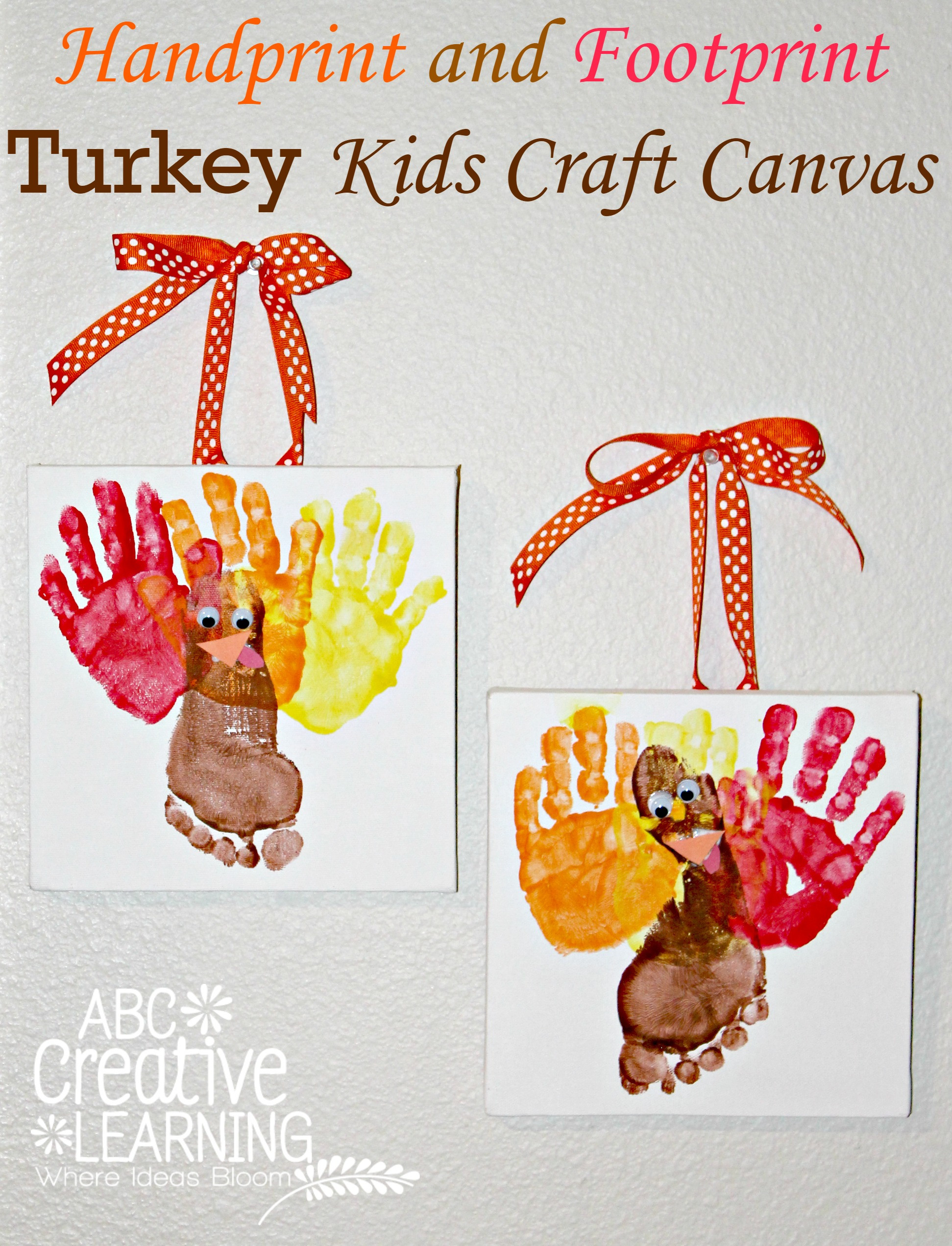 Canvas Crafts For Toddlers
 Handprint and Footprint Turkey Kids Craft Canvas