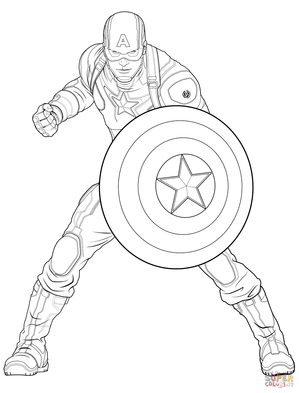 Captain America Printable Coloring Pages
 Captain America Coloring Sketch Coloring Page