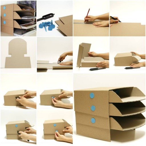 Cardboard Organizer DIY
 How to make Cardboard office Desktop storage Trays step by