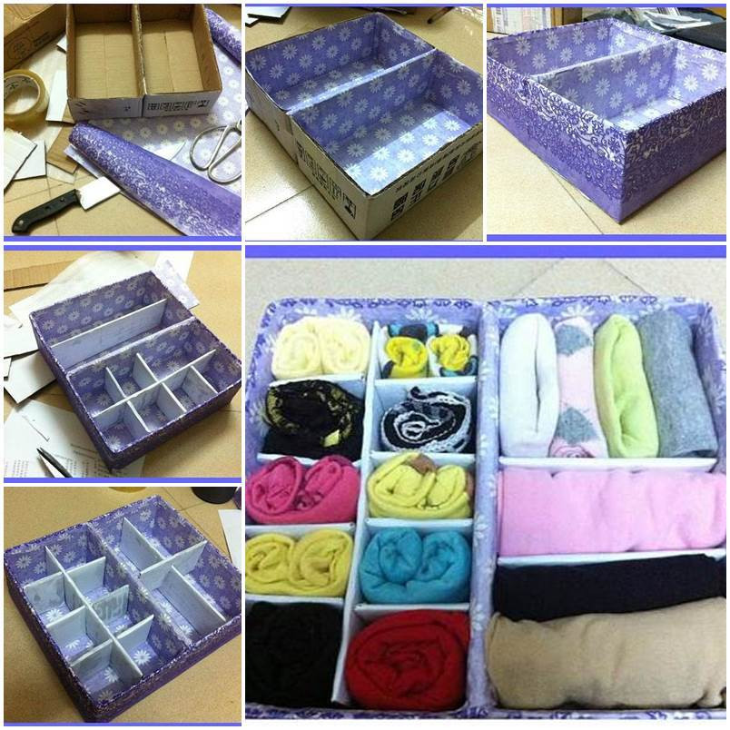 Cardboard Organizer DIY
 DIY Cardboard Underwear Storage Box