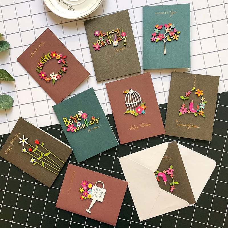 Cards For Birthday
 Creative Mini Greeting Cards Handmade Colorful Wood