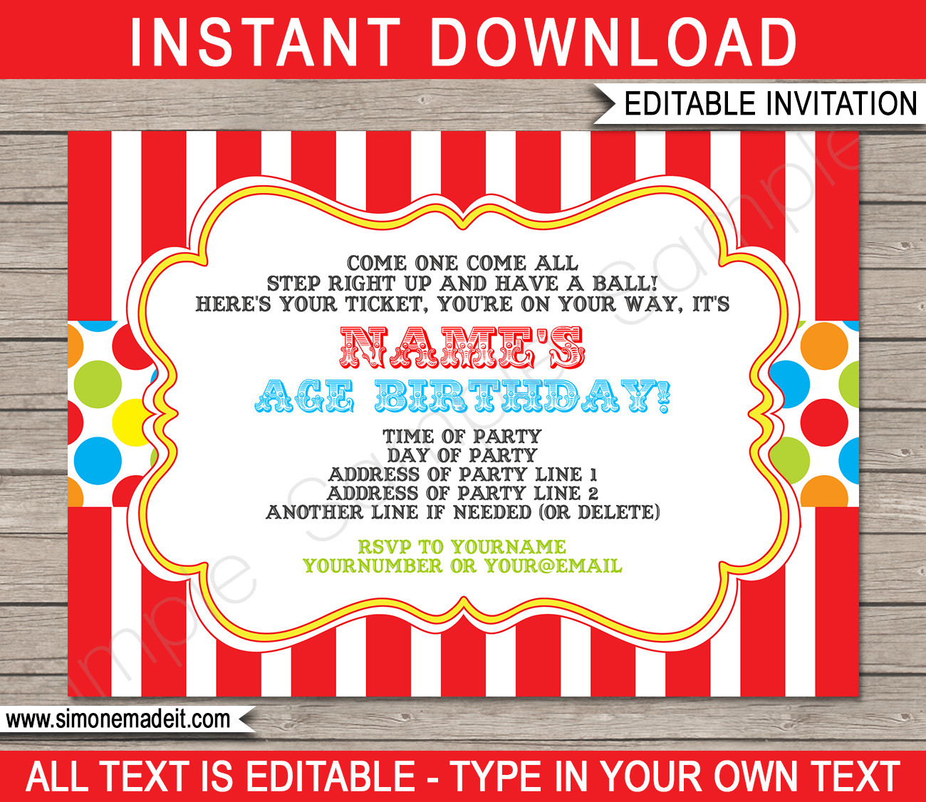 Carnival Themed Birthday Invitations
 Carnival Invitation Template