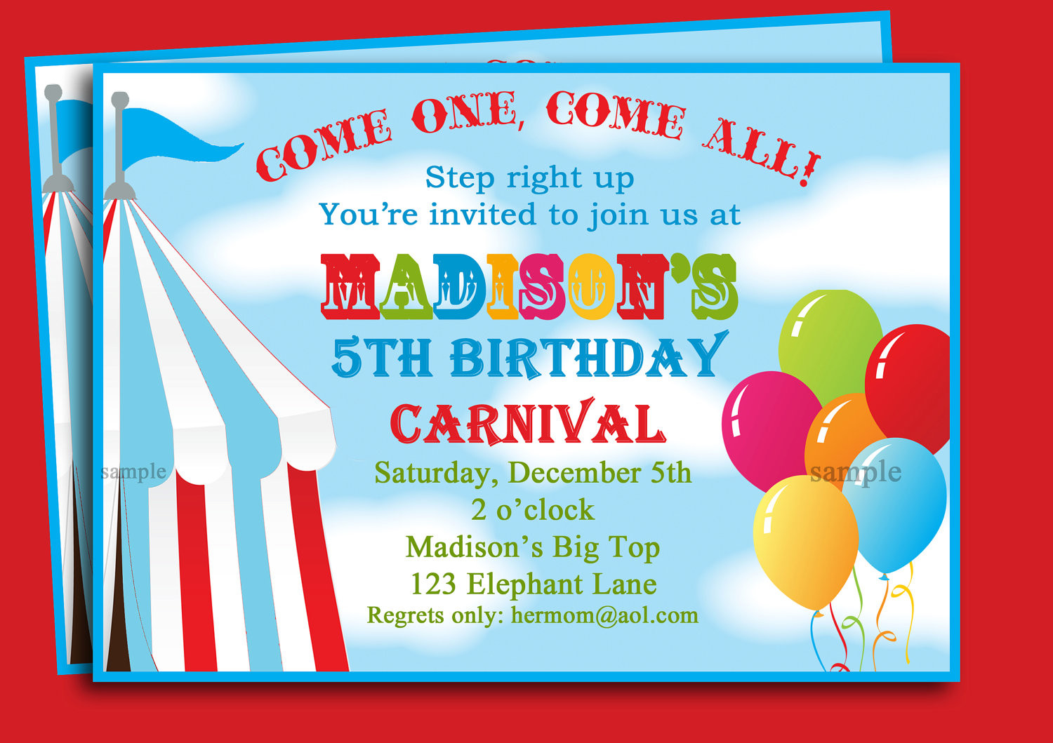 Carnival Themed Birthday Invitations
 Carnival Themed Birthday Party Invitations