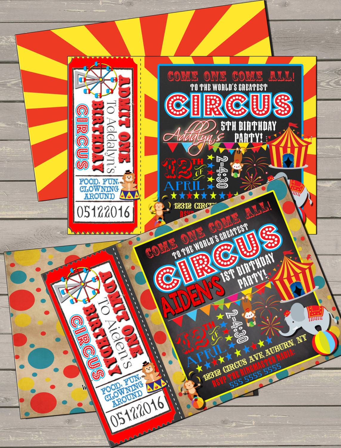 Carnival Themed Birthday Invitations
 bday circus invitations red yellow blue birthday invites