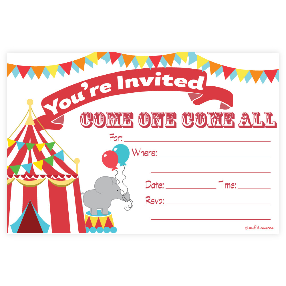 Carnival Themed Birthday Invitations
 Carnival Party Fill In Invitations Circus Birthday or