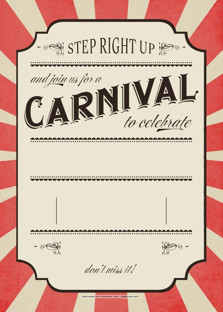 Carnival Themed Birthday Invitations
 FREE Carnival Birthday Invitations – FREE Printable