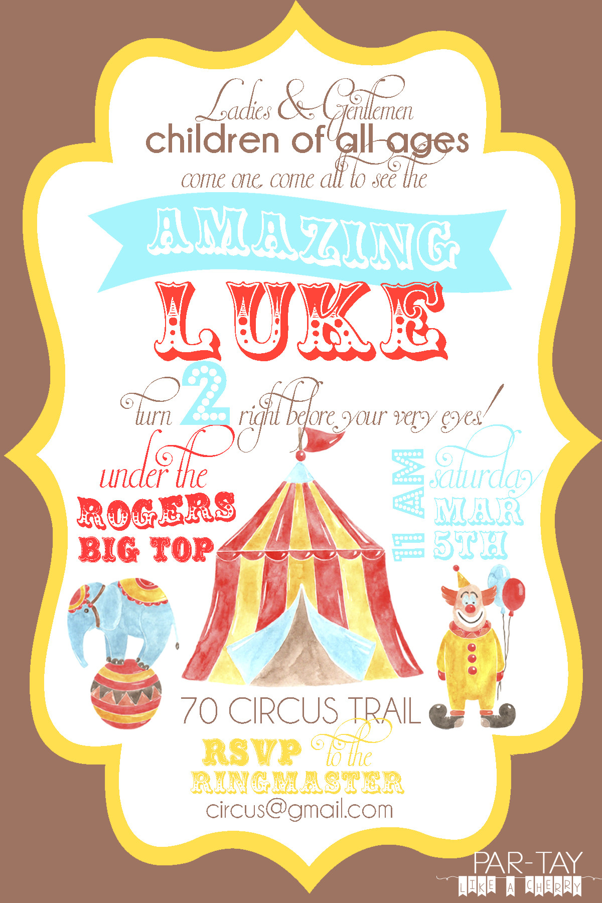 Carnival Themed Birthday Invitations
 Free Circus Birthday Invitation Party Like a Cherry