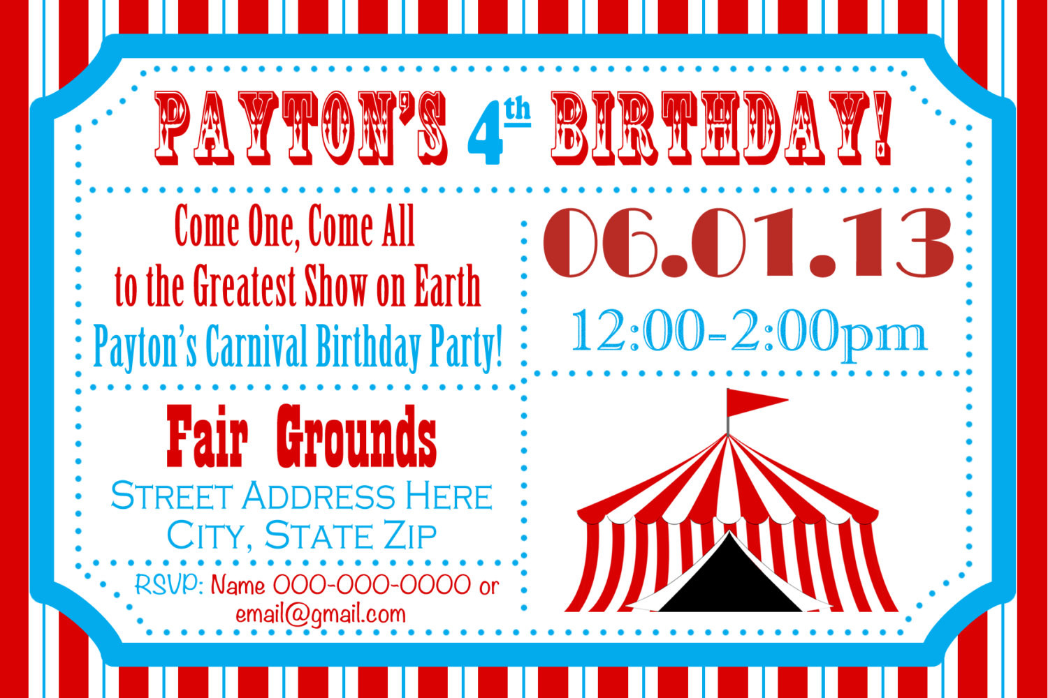 Carnival Themed Birthday Invitations
 Circus Birthday Party Carnival Invite Circus by