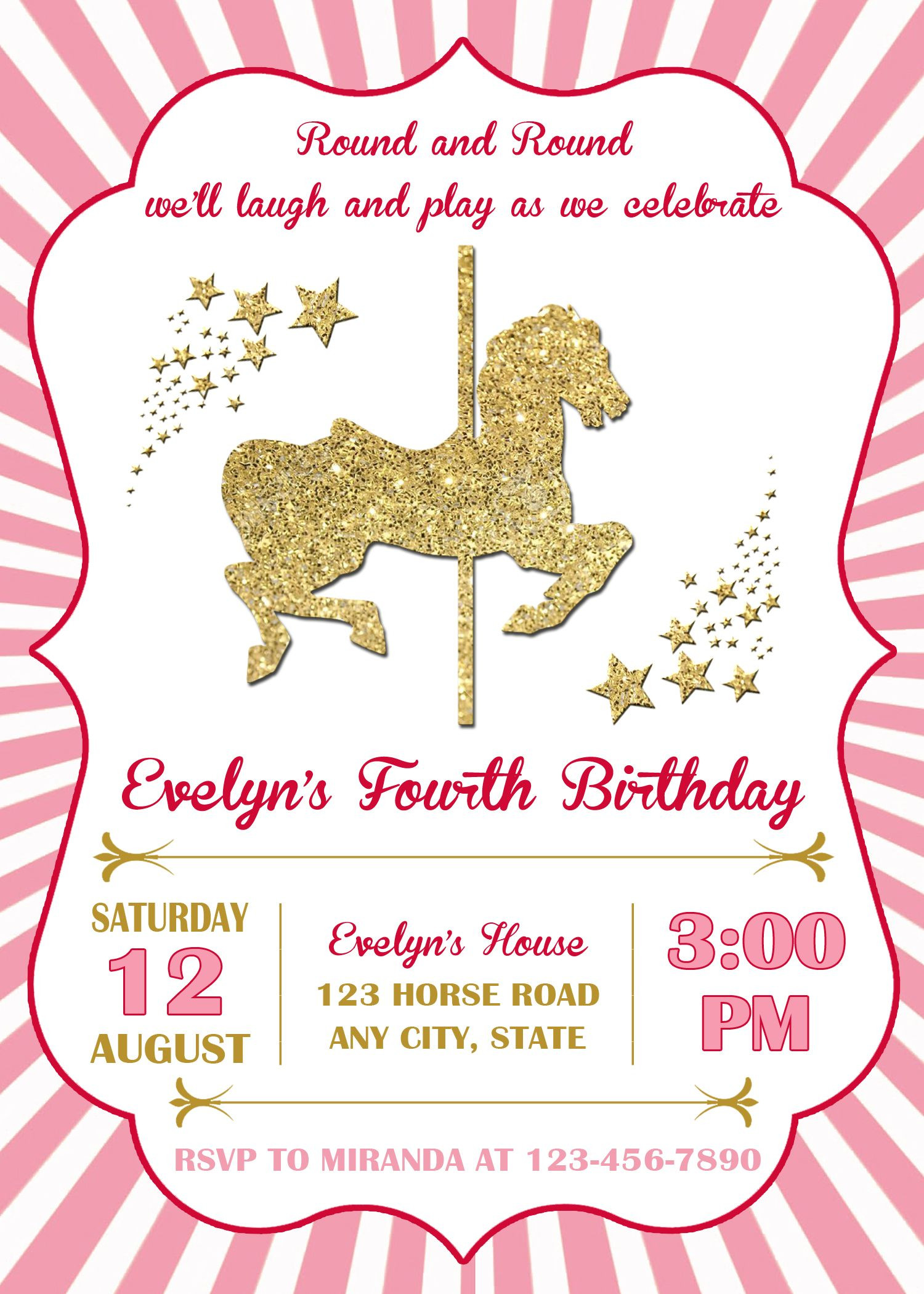 Carousel Birthday Invitations
 Carousel Birthday Invitation Carousel First Birthday