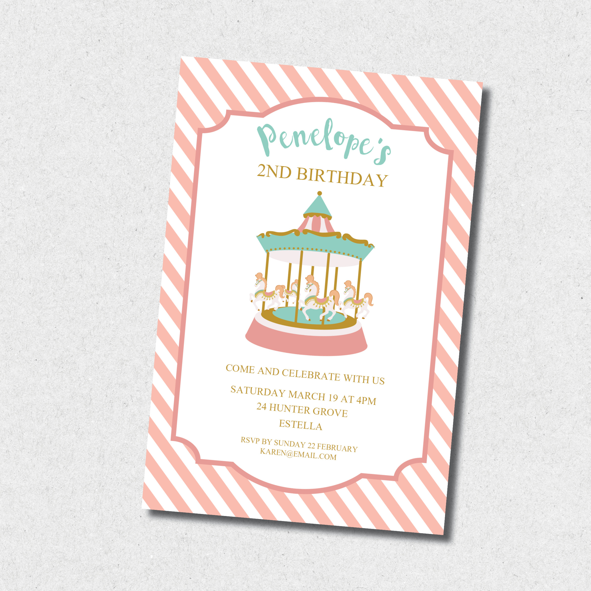 Carousel Birthday Invitations
 Carousel Birthday Invitation Confetti Party Invitations