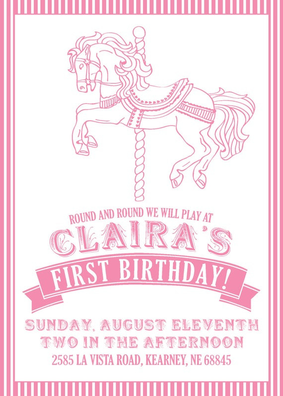 Carousel Birthday Invitations
 Items similar to Carousel Birthday Invitation on Etsy