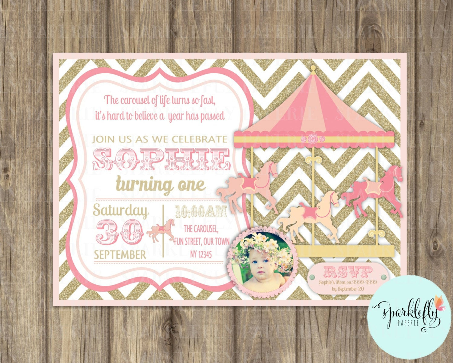 Carousel Birthday Invitations
 Carousel Invitation Carnival Invitation Printable Pink Gold