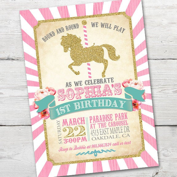 Carousel Birthday Invitations
 Carousel Birthday Invitation Carousel First Birthday