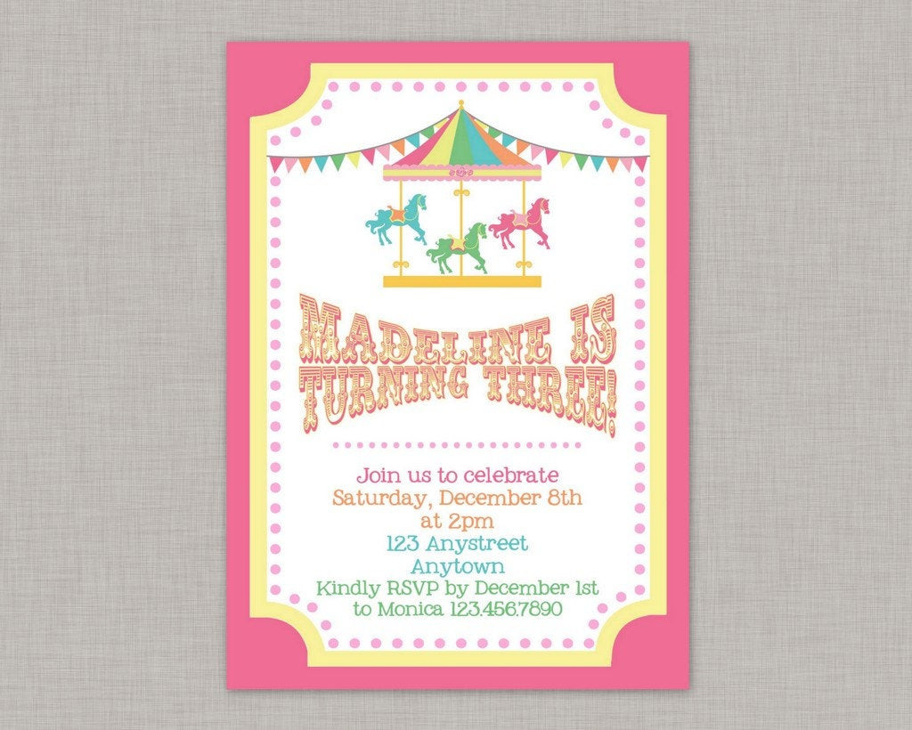 Carousel Birthday Invitations
 Carousel Invitation Carousel Birthday Invitation Carousel