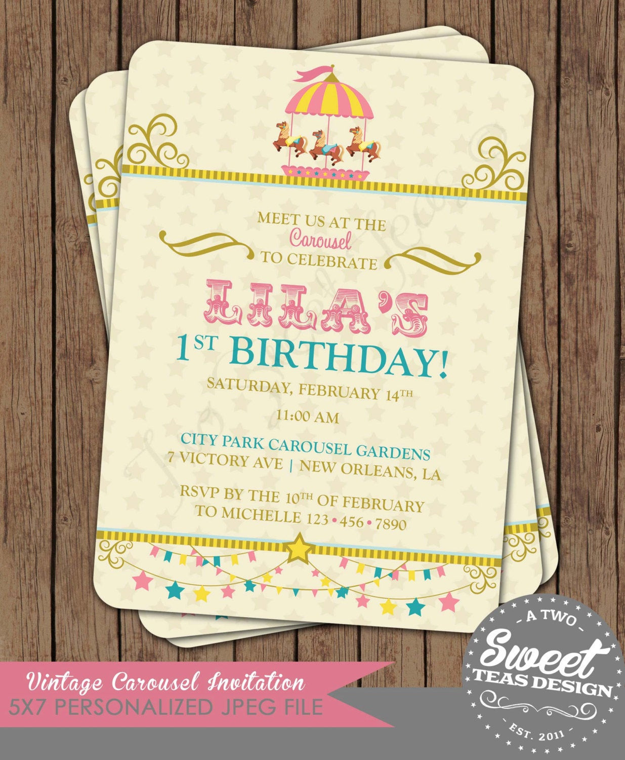 Carousel Birthday Invitations
 Vintage Carousel Birthday Invitation Digital by 2SweetTeas